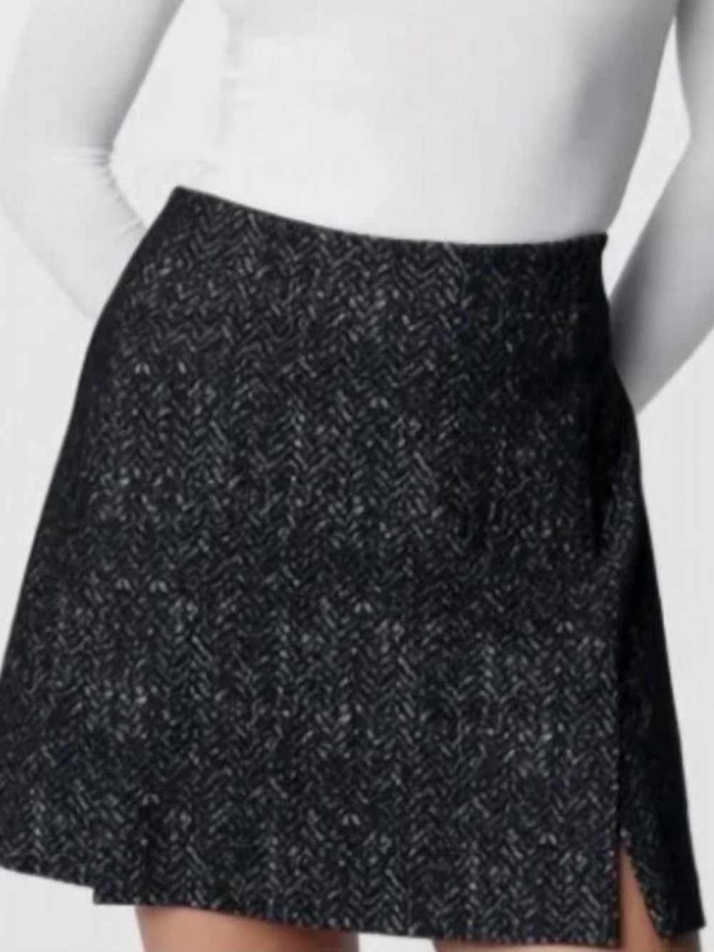 NEW SPANX Skirt Black Ponte Jacquard Box Pleat Skort Womens XL